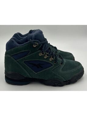 Vintage Reebok RA405KRI Hexalite Hiking Camping Boots Green Suede Leather 7 US